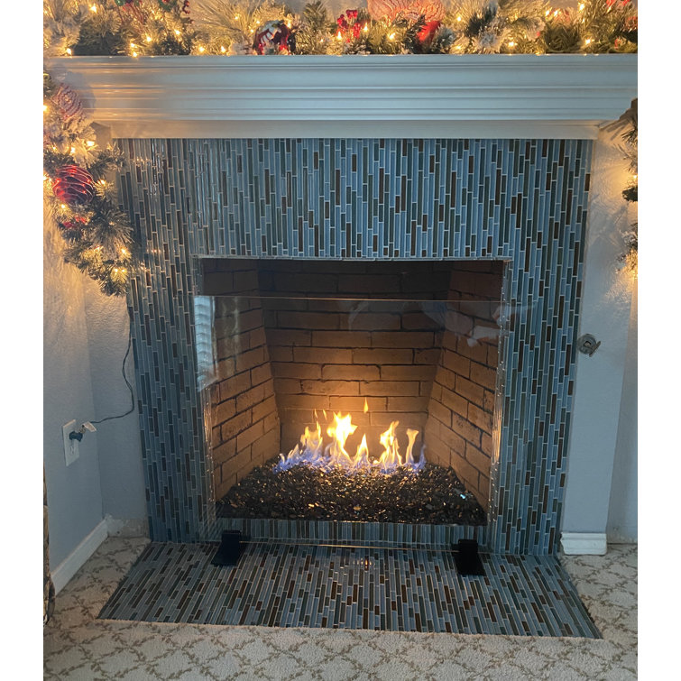 Ams Fireplace Glass Screen With Black Feet (39" X 29") Wayfair